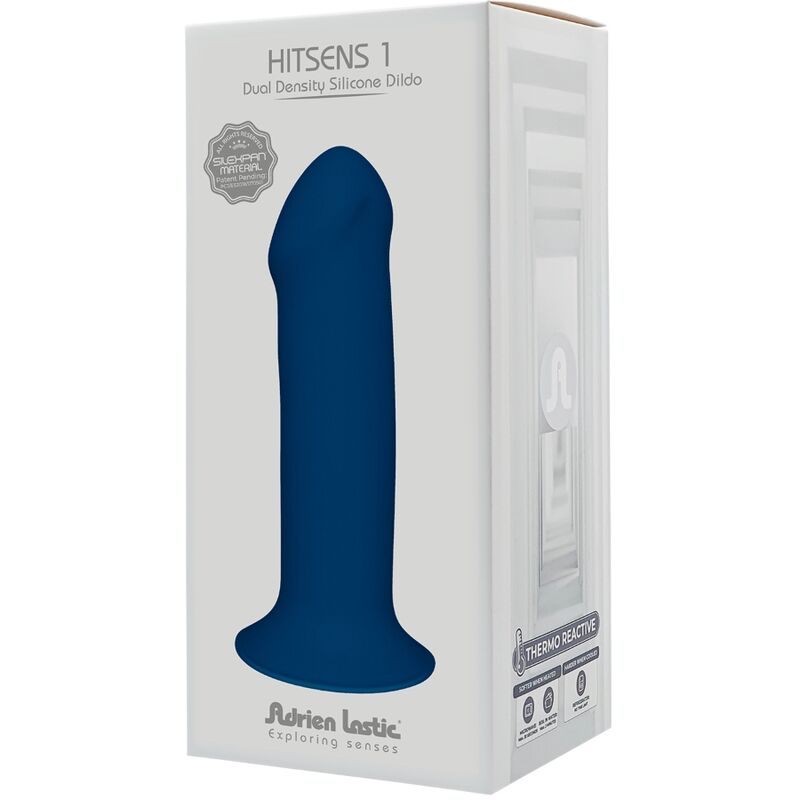 Close-up do vibrador ADRIEN LASTIC Hitsens 1 de silicone azul com textura detalhada.