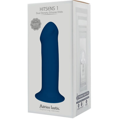 Close-up do vibrador ADRIEN LASTIC Hitsens 1 de silicone azul com textura detalhada.