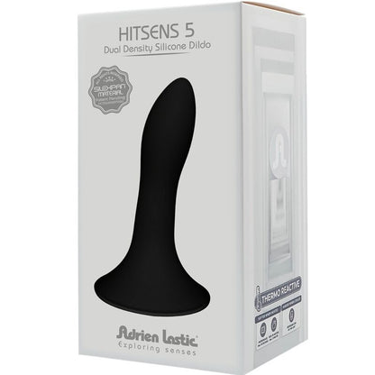 Close-up of the ADRIEN LASTIC Hitsens 5 silicone vibrator, showcasing its black color and ergonomic design for versatile pleasure.