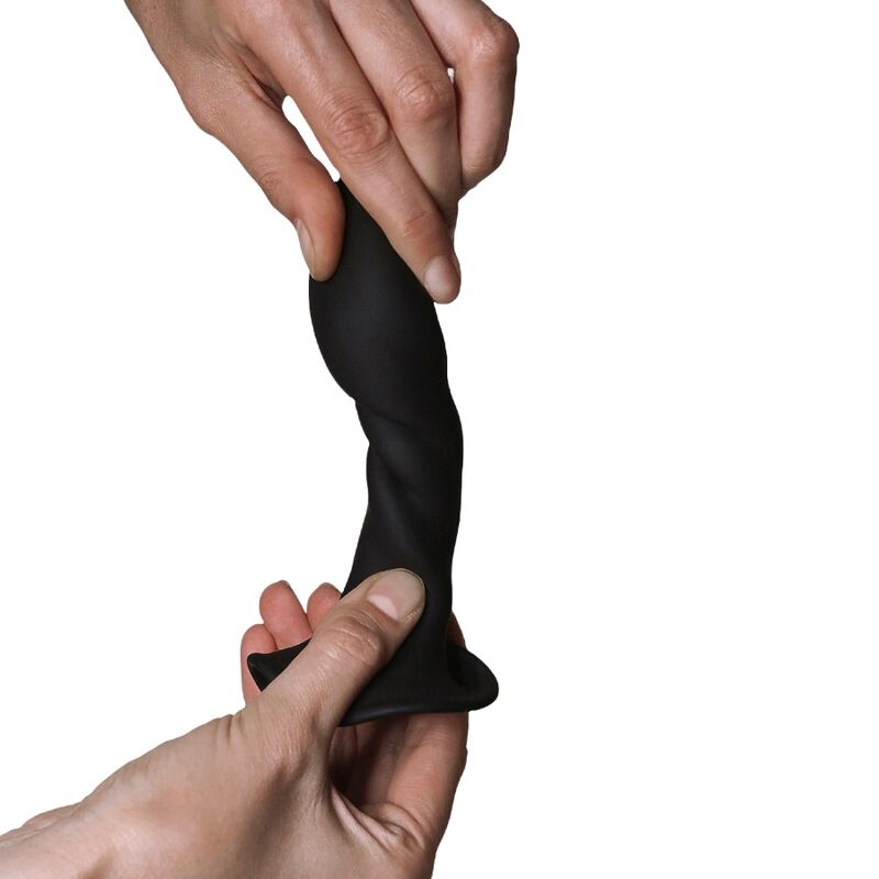 Close-up of the ADRIEN LASTIC Hitsens 5 silicone vibrator, showcasing its black color and ergonomic design for versatile pleasure.