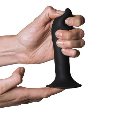 Close-up of the ADRIEN LASTIC Hitsens 5 silicone vibrator, showcasing its black color and ergonomic design for versatile pleasure.