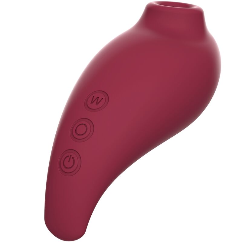 ADRIEN LASTIC Inspiration Clitoral Sucker e Ovo Vibratório, com controle via app, mostrando ambos os dispositivos e seus detalhes em vermelho.