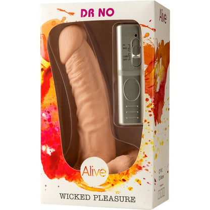 Vibrador ALIVE de Pênis Não Realista 18cm com Ventosa, mostrando o material e o formato ergonómico.