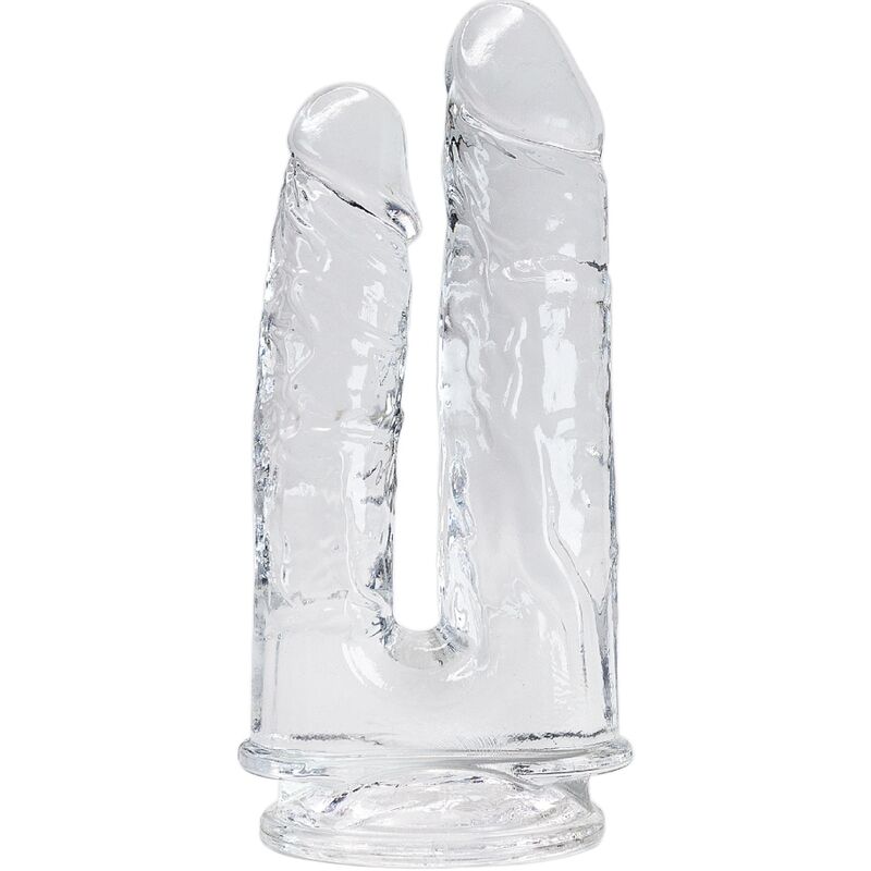Dildo duplo realista transparente ALIVE Imperium, com detalhes de veias e textura para estimulação.