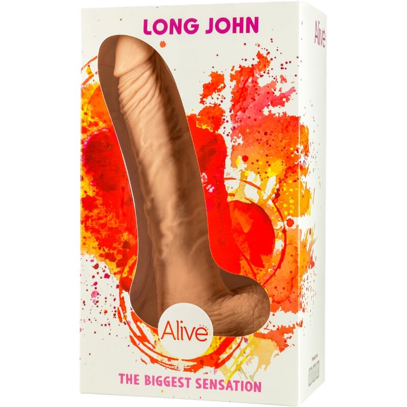 ALIVE Dildo Realista Long John 21,8 cm com ventosa para prazer anal e vaginal.