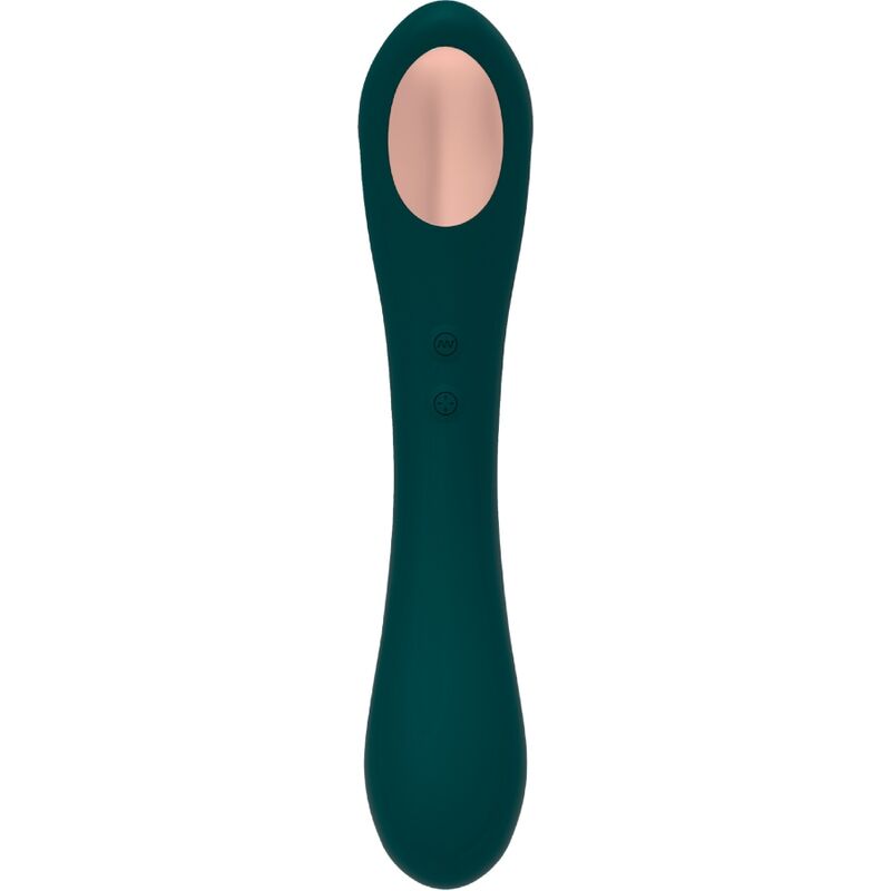 Close-up of the ALIVE Vibrador de Sucção e Estimulador Clitoriano Quiver Verde showing its ergonomic design and color.