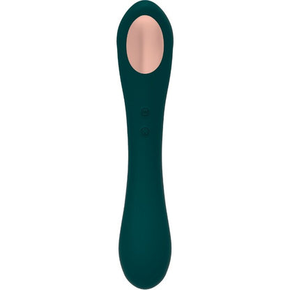 Close-up of the ALIVE Vibrador de Sucção e Estimulador Clitoriano Quiver Verde showing its ergonomic design and color.