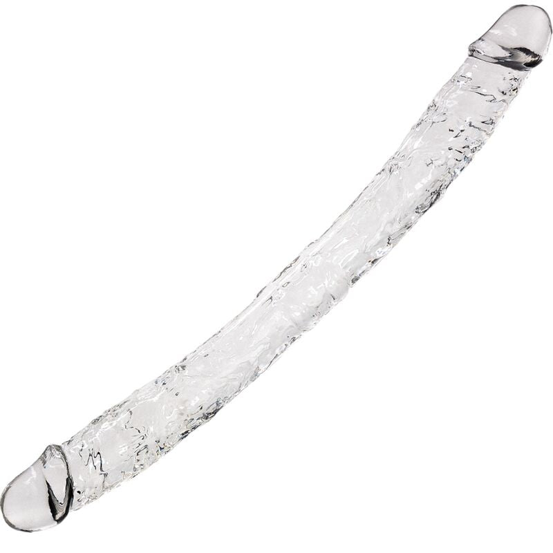 Dildo realista transparente ALIVE Supreme de 38,5 cm, mostrando seu design anatômico e material seguro para o corpo.