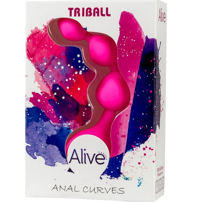 Close-up das Bolas Anais de Silicone ALIVE Triball Rosa 15 cm, mostrando seu design cônico e material macio.