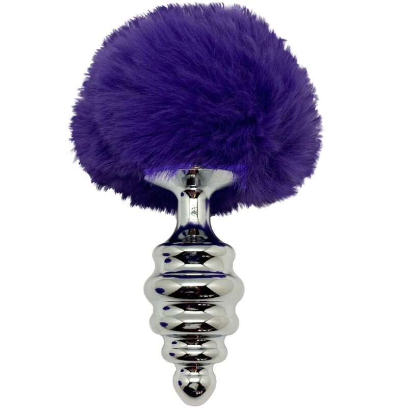 Close-up do Plug Anal ALIVE Espiral Metal Fluffy Dark Violeta Tamanho M.