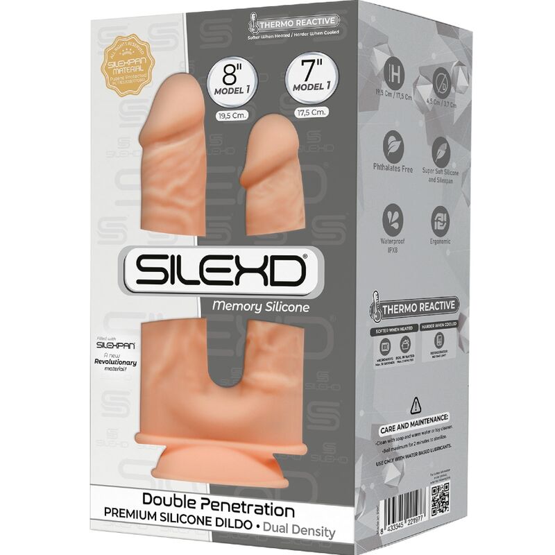 Dildo Realista Dupla Penetração SILEXD em silicone SILEXPAN com ventosa para fixação.