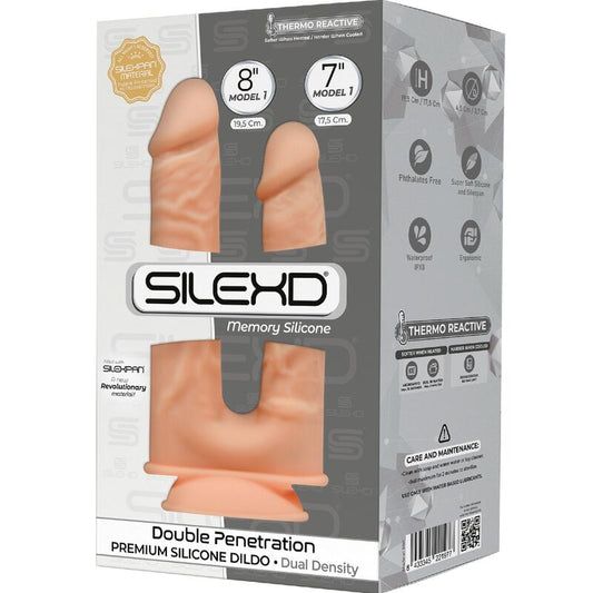 Dildo Realista Dupla Penetração SILEXD em silicone SILEXPAN com ventosa para fixação.