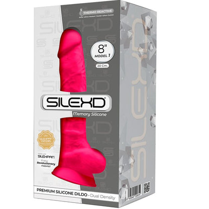 Dildo Realístico SILEXD de silicone Silexpan fúcsia 20 cm, com ventosa para fixação.