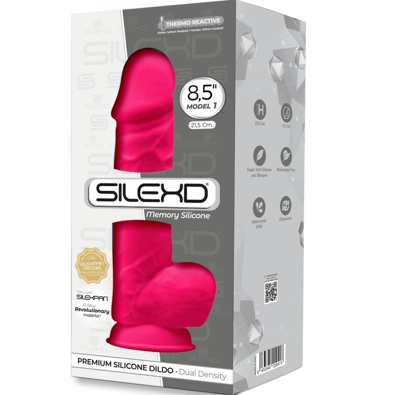 SILEXD Dildo Realístico Silexpan Silicone Fúcsia 21.5 cm com ventosa