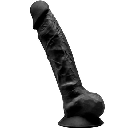 Imagem do Dildo Realístico SILEXD Silexpan Silicone Preto 20 CM com toque sedoso e base de ventosa.