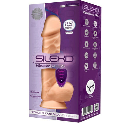 Close-up of the SILEXD Vibrador Pénis Realístico Silicone Silexpan with remote control, showing its realistic texture.