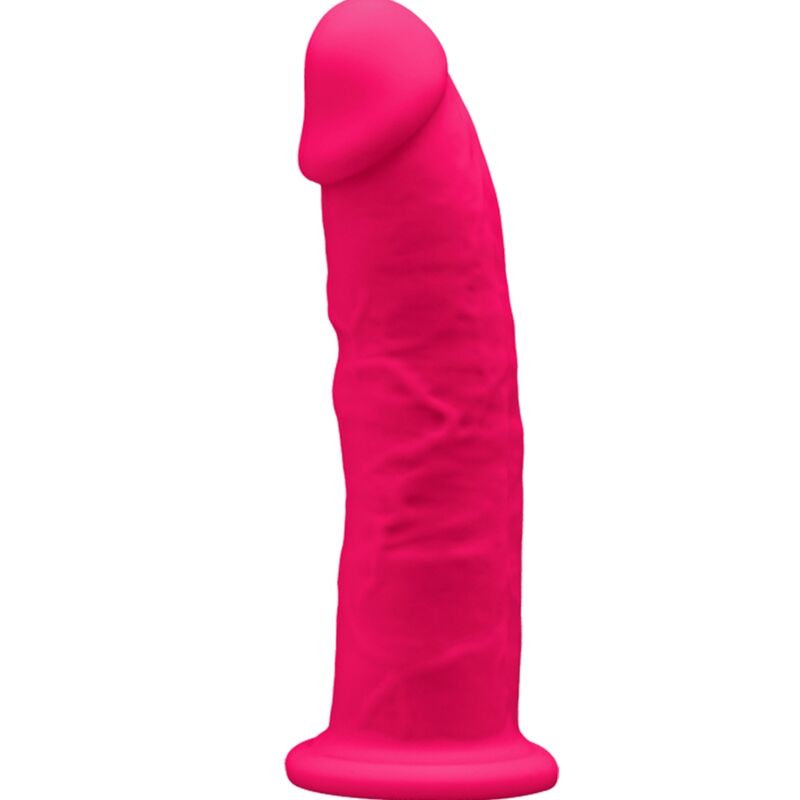 Dildo Realista SILEXD Modelo 2 em silicone fúcsia de 15cm com ventosa, ideal para prazer anal e vaginal.
