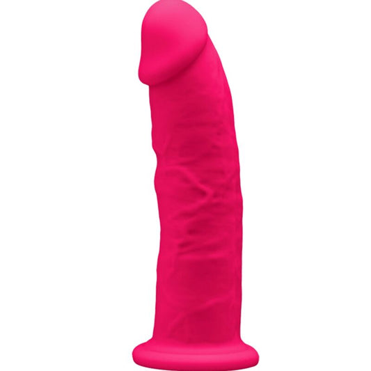Dildo Realista SILEXD Modelo 2 em silicone fúcsia de 15cm com ventosa, ideal para prazer anal e vaginal.