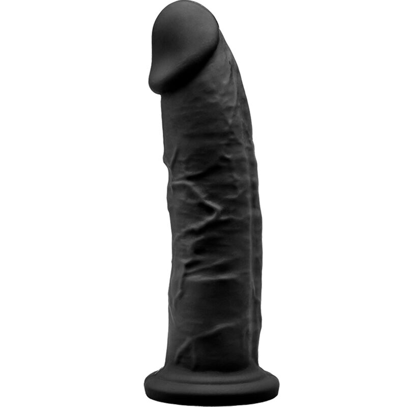 SILEXD Dildo Realístico Premium Silexpan Silicone Preto 19 CM com base de ventosa