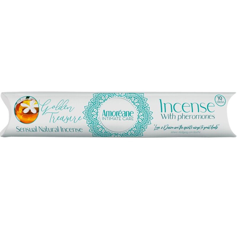 Incensário com incenso AMOREANE Tesouro Dourado com feromonas e aroma de jasmim em um ambiente íntimo