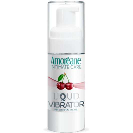AMOREANE Gel Vibratório Líquido Sabor Cereja 30 ML, para sensações intensas e prazer oral.