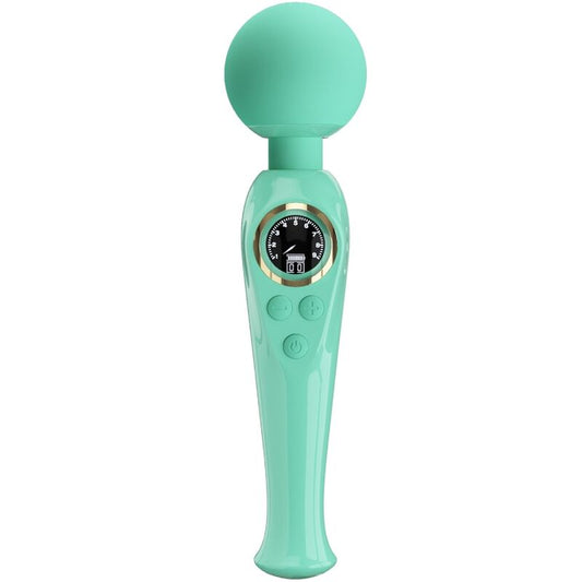 Vibrador de varinha PRETTY LOVE Skyler verde com ecrã LCD e cabeça flexível