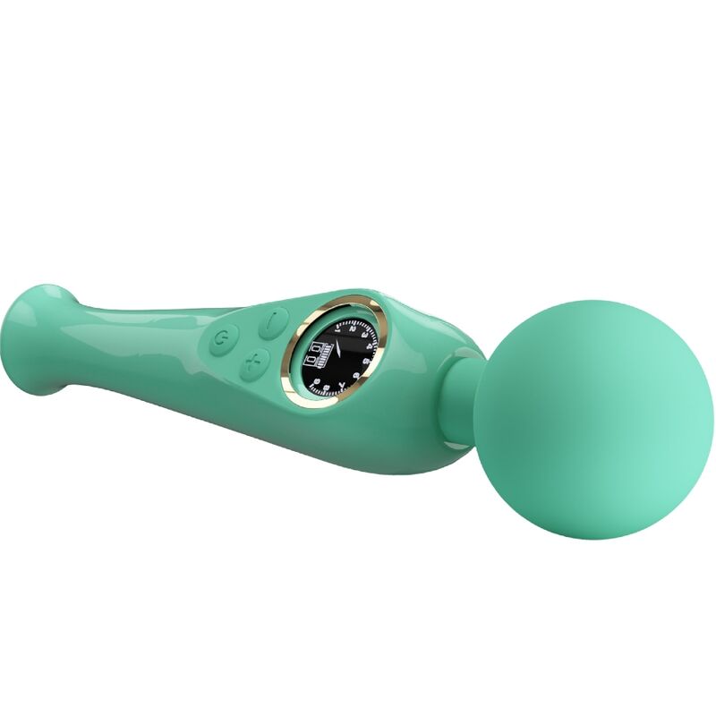Vibrador de varinha PRETTY LOVE Skyler verde com ecrã LCD e cabeça flexível