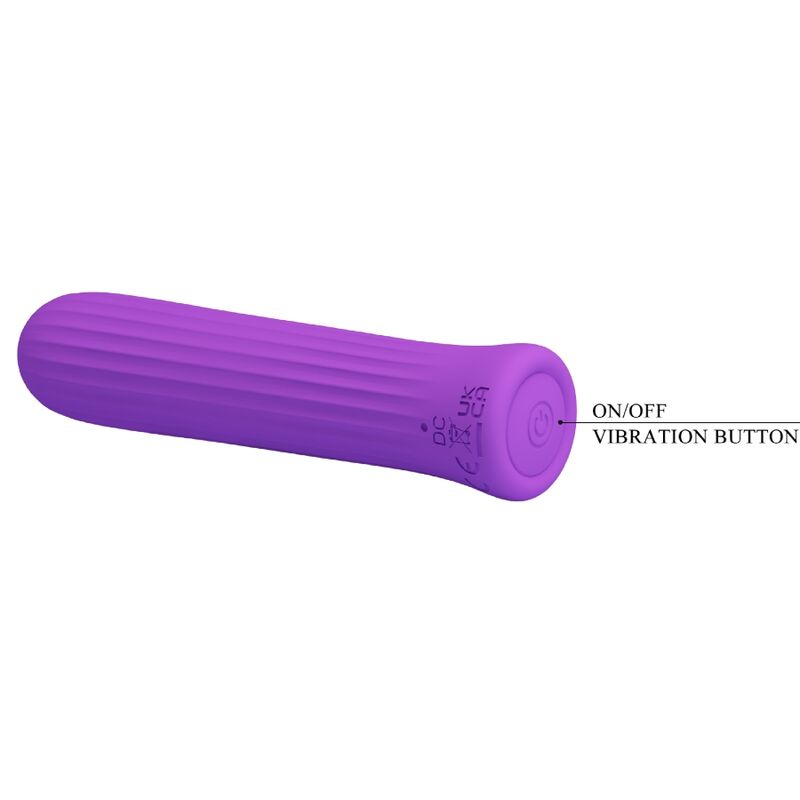 Close-up do vibrador Pretty Love Blanche Estimulador Lilac, destacando sua forma compacta e textura de silicone.