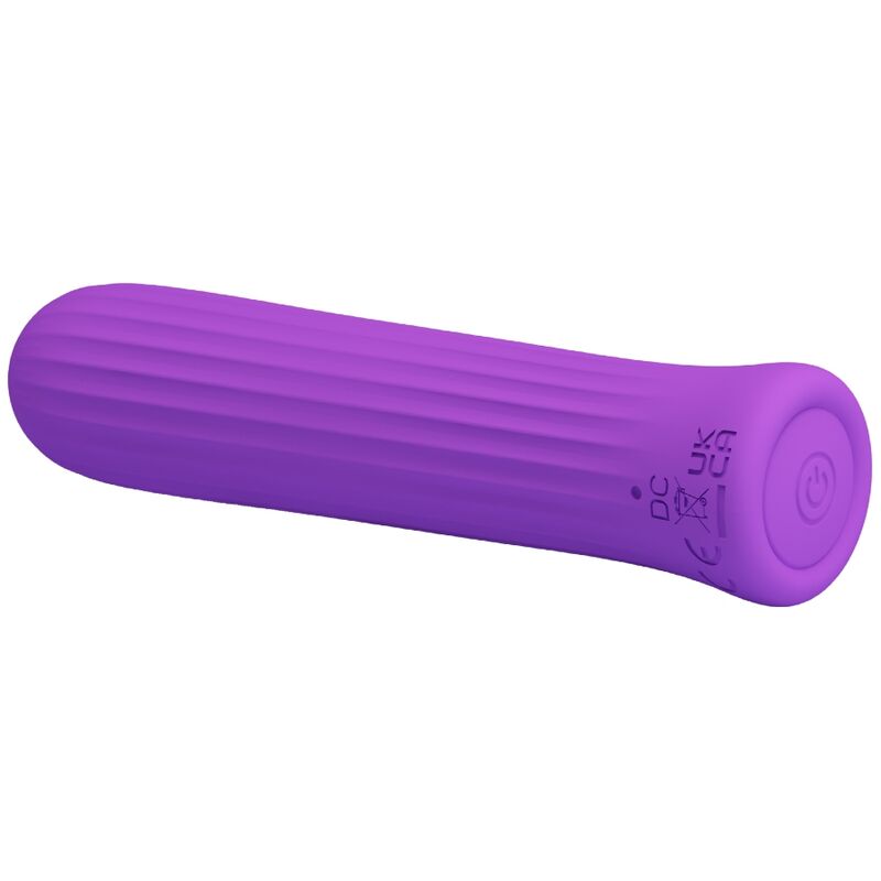 Close-up do vibrador Pretty Love Blanche Estimulador Lilac, destacando sua forma compacta e textura de silicone.