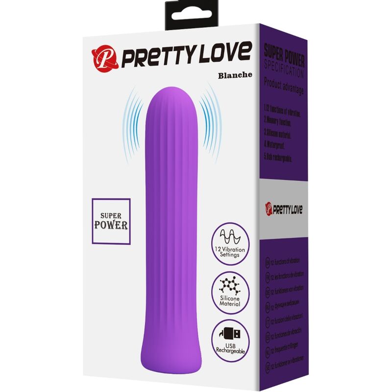 Close-up do vibrador Pretty Love Blanche Estimulador Lilac, destacando sua forma compacta e textura de silicone.