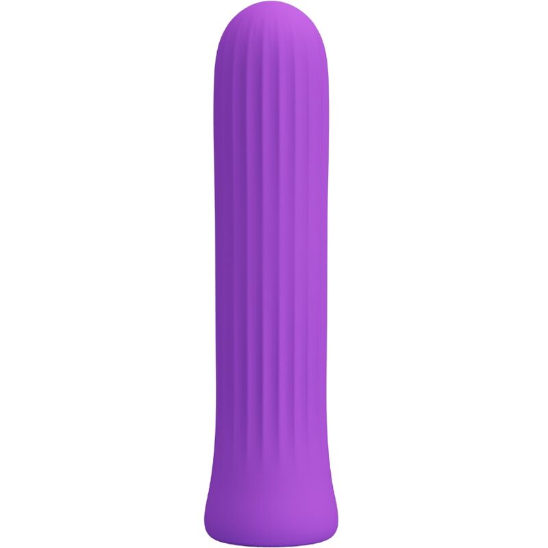 Close-up do vibrador Pretty Love Blanche Estimulador Lilac, destacando sua forma compacta e textura de silicone.