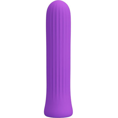 Close-up do vibrador Pretty Love Blanche Estimulador Lilac, destacando sua forma compacta e textura de silicone.
