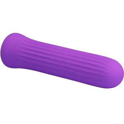 Close-up do vibrador Pretty Love Blanche Estimulador Lilac, destacando sua forma compacta e textura de silicone.