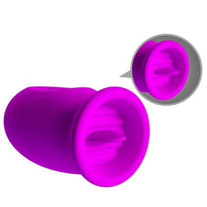 Vibrador PRETTY LOVE Daisy Dual Egg recarregável na cor roxa, mostrando seu design ergonômico e silicone macio.