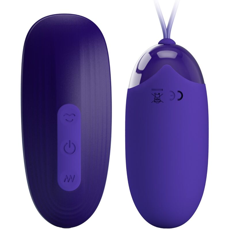 Close-up do PRETTY LOVE Estimulador e Ovo Vibratório Recarregável com 12 funções, feito em silicone roxo.