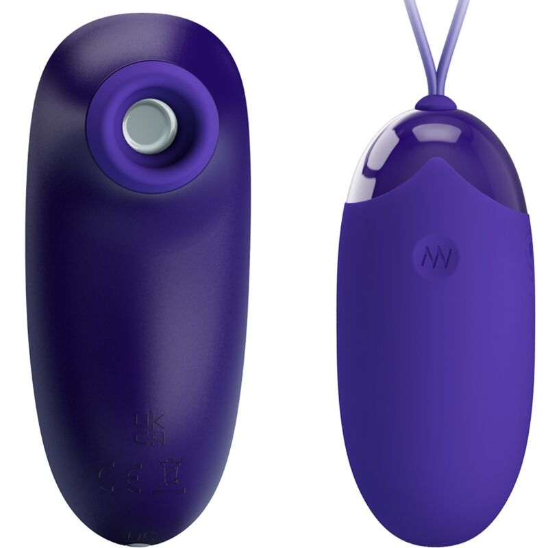 Close-up do PRETTY LOVE Estimulador e Ovo Vibratório Recarregável com 12 funções, feito em silicone roxo.