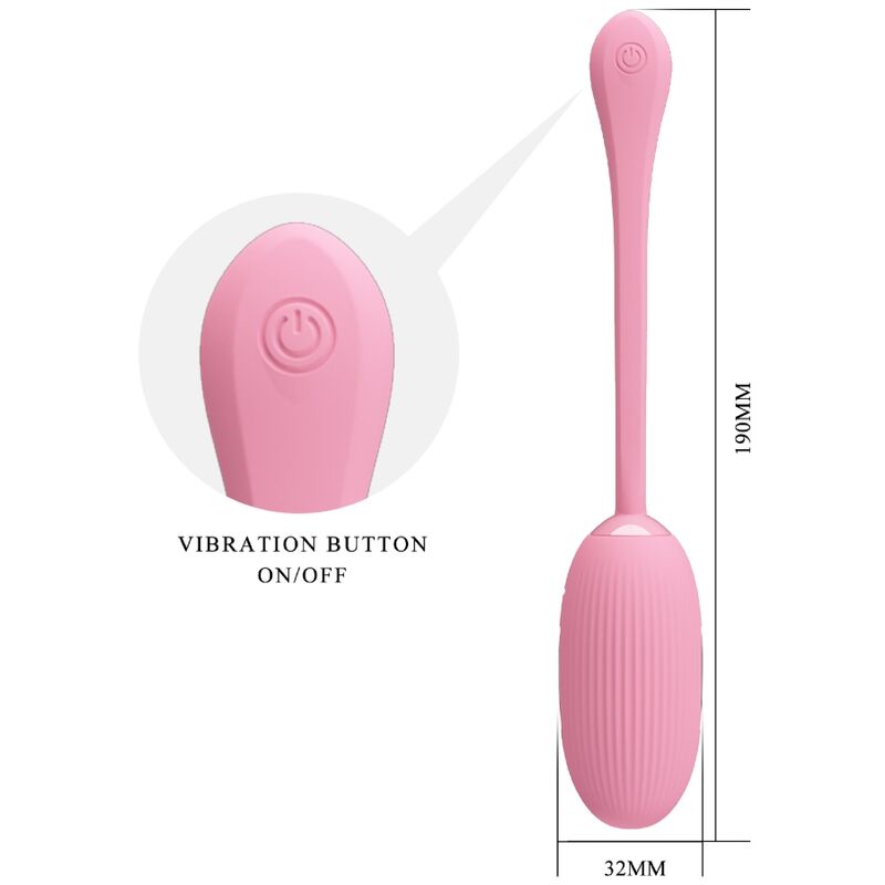 Close-up do Ovo Vibratório Recarregável PRETTY LOVE Doreen Rosa com App e Choque Elétrico, mostrando seu design suave e cordão flexível.