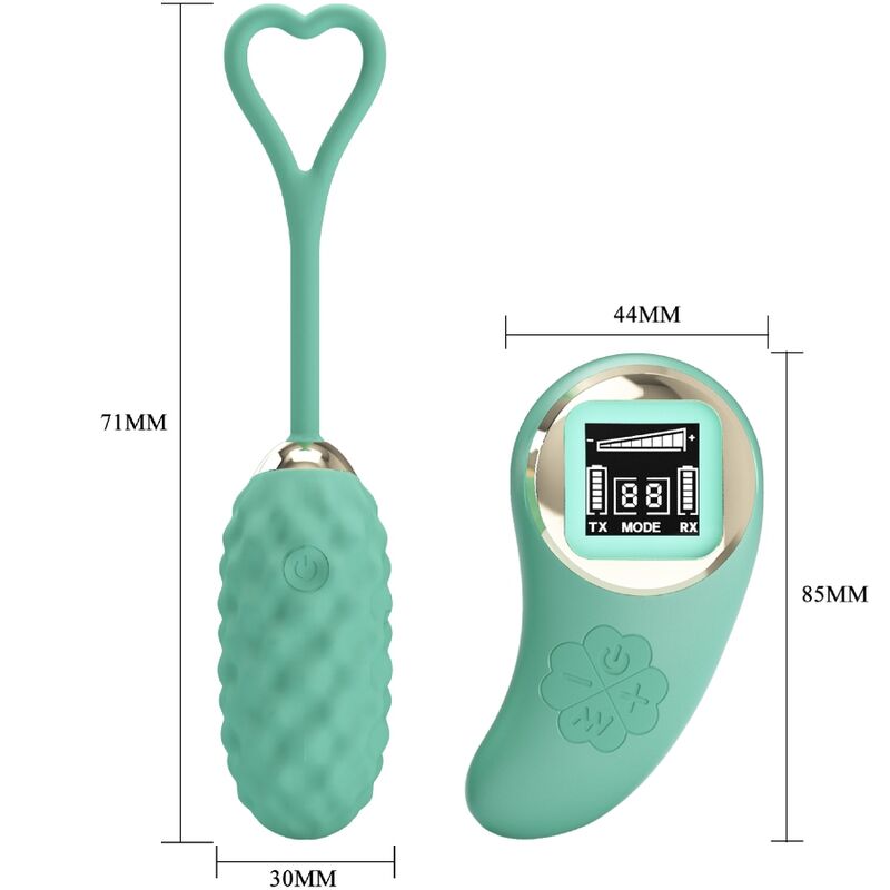Ovo vibratório PRETTY LOVE Vivian Green com controle remoto, exibindo seu design elegante e cor verde.