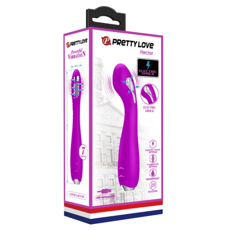 Vibrador de Electrochoque Recarregável Pretty Love Hector Roxo Impermeável