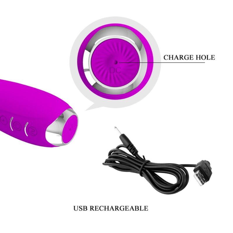 Vibrador de Electrochoque Recarregável Pretty Love Hector Roxo Impermeável