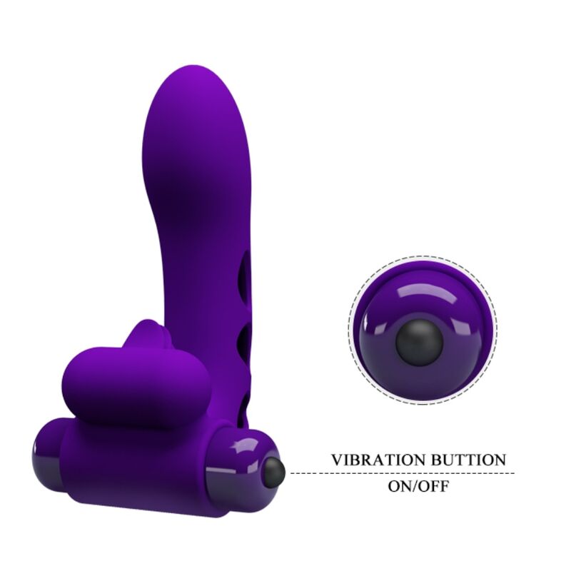 Capa de dedo vibrador Pretty Love Orlando Roxo com 10 funções.