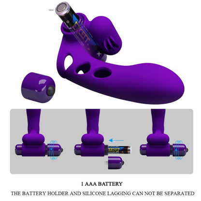 Capa de dedo vibrador Pretty Love Orlando Roxo com 10 funções.