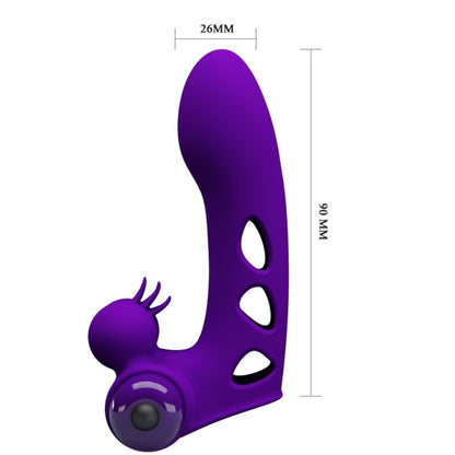 Capa de dedo vibrador Pretty Love Orlando Roxo com 10 funções.