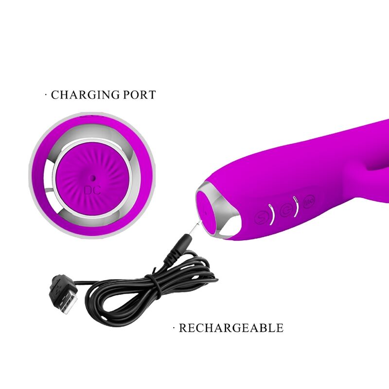 Close-up do Vibrador Recarregável Pretty Love Regina com Onda Pulsante e Sucção, na cor violeta.