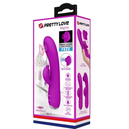 Close-up do Vibrador Recarregável Pretty Love Regina com Onda Pulsante e Sucção, na cor violeta.