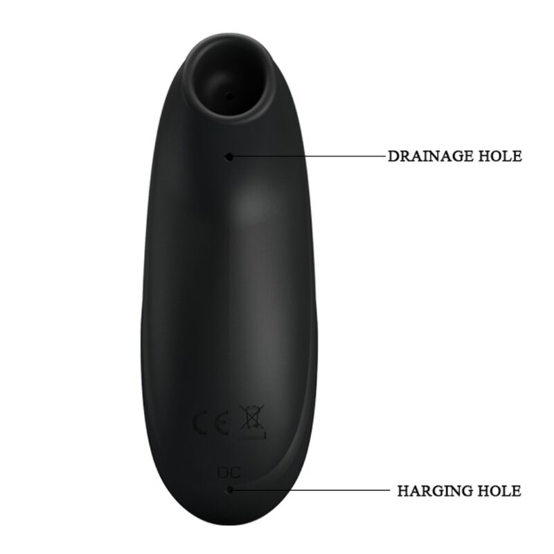 PRETTY LOVE Massageador de Sucção Recarregável de Luxo Preto com design ergonómico