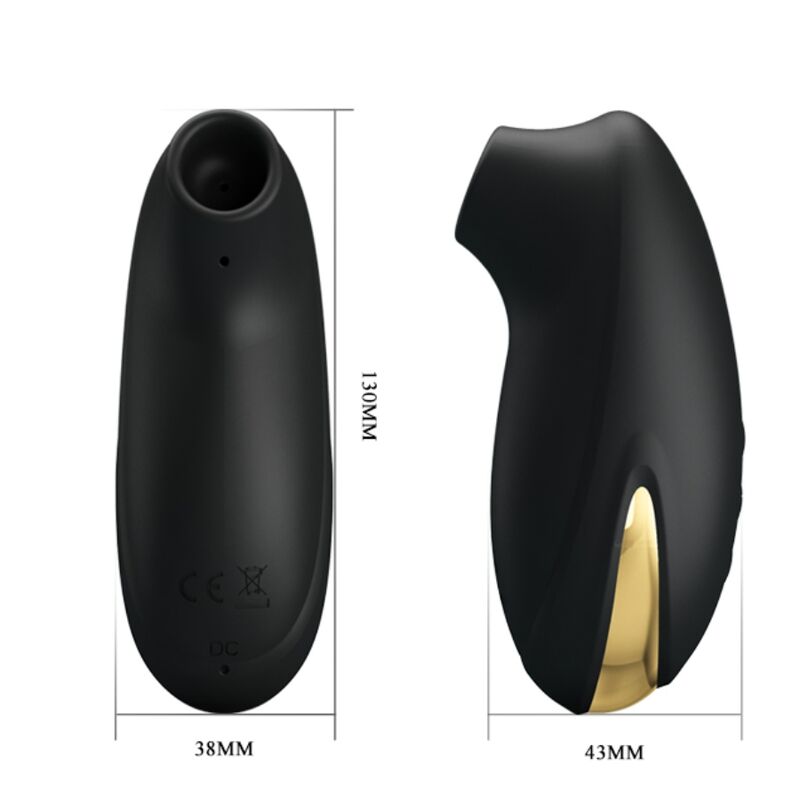 PRETTY LOVE Massageador de Sucção Recarregável de Luxo Preto com design ergonómico