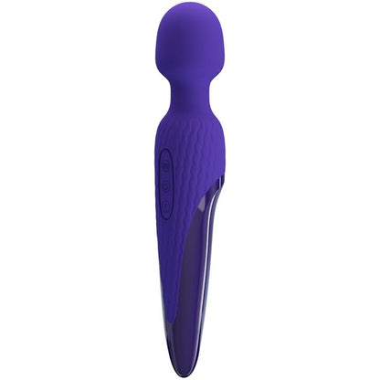 Close-up do Vibrador Wand PRETTY LOVE Antony Youth com Efeito de Calor Violeta, destacando seu design ergonômico e a cabeça de silicone macia.
