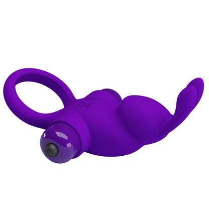 Anel Vibrador Coelhinho PRETTY LOVE Roxo para pénis com estimulador de clítoris