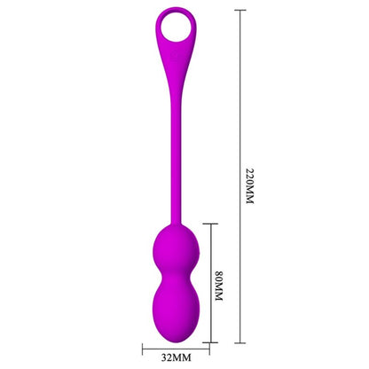 Close-up das Bolas Vibratórias PRETTY LOVE Elvira Roxo, mostrando o seu design ergonómico e cor violeta.